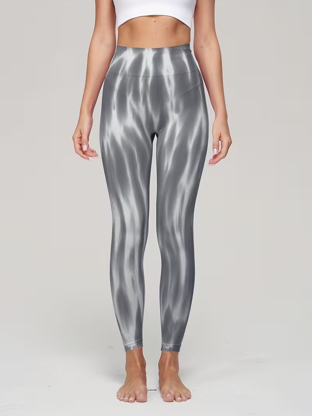 New - never worn. High-Waist Silver Tie-Dye Leggings